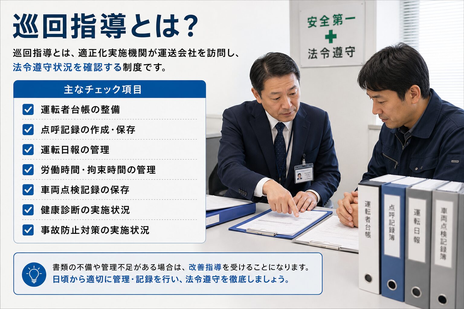 「運送業の落とし穴｜巡回指導で慌てないための法令遵守の基本」