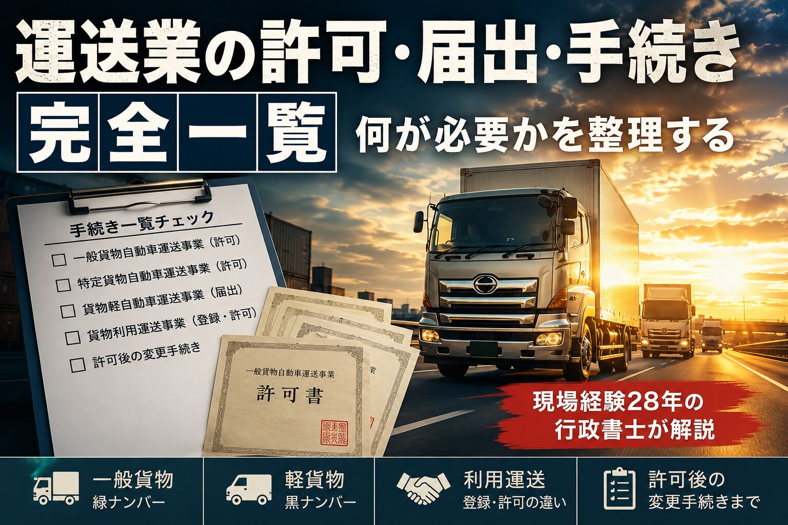 貨物運送業の許可・届出一覧｜一般貨物・軽貨物・利用運送の違い
