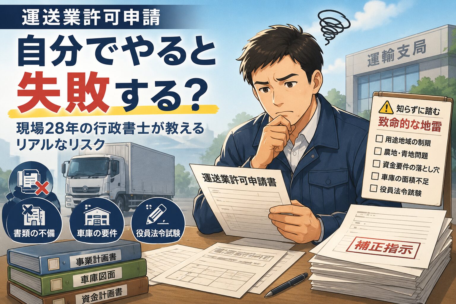 運送業許可申請を自分でやると失敗する？現場28年の行政書士が教えるリアルなリスク